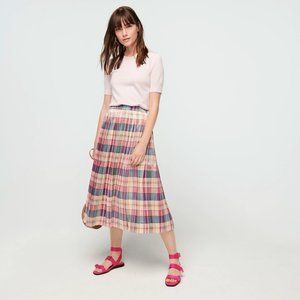 J. Crew Pleated Midi Skirt in Shimmering Plaid